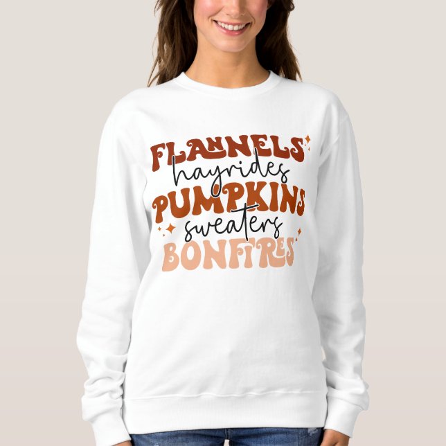 Sweatshirt Flannels Hayrides Chandails Citrouille Bonfires Au (Devant)