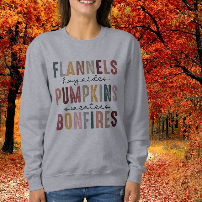 Sweatshirt Flannes, Pumkins, Hayrides, Bonfires, Automne (Créateur téléchargé)