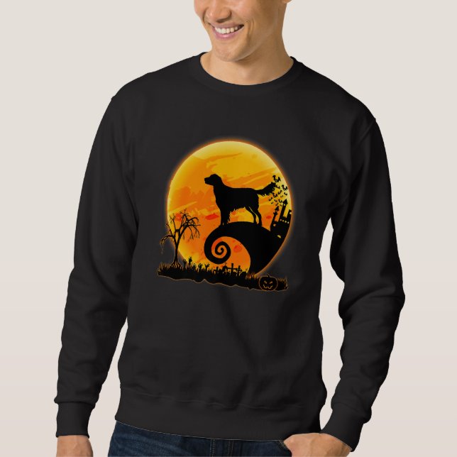 Sweatshirt Flat Coated Retriever Dog And Moon  Dog Halloween (Devant)