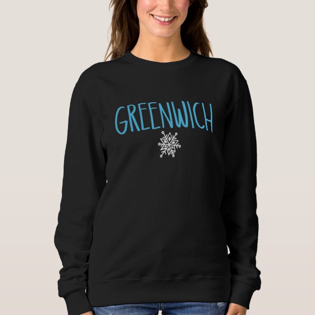 Sweatshirt Fléau de neige du Connecticut de Greenwich Texte b (Devant)