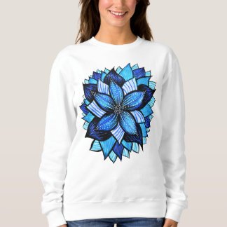 Sweatshirt Fleur bleue abstrait amoureux de la nature botaniq