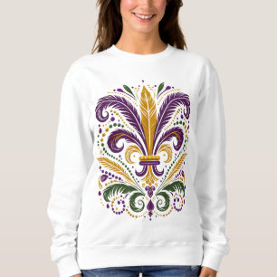 Sweatshirt Fleur de lis jaune et vert violet