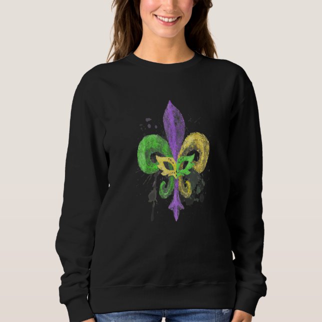 Sweatshirt Fleur de lis unique dessinée à la main Mardi Gras  (Devant)