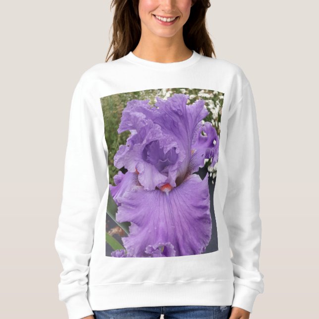 Sweatshirt Fleur d'Iris Fleurs Violet Lavande Lilas Floral (Devant)