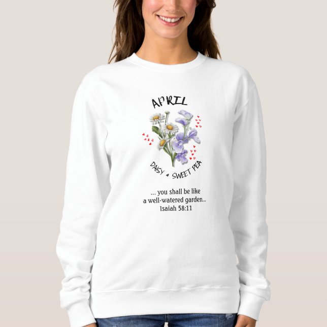 Sweatshirt Fleur du mois de naissance AVRIL chrétien (Devant)
