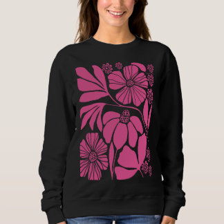 Sweatshirt Fleur fleur sauvage Noir Botanique Neutre Aminceur