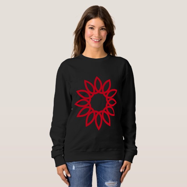 Sweatshirt Fleur géométrique 01 - Rouge (Devant entier)