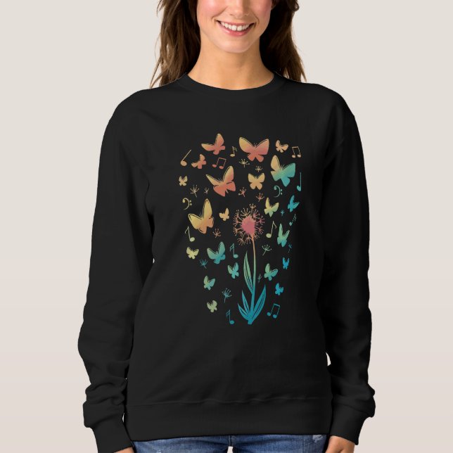 Sweatshirt Fleur Musique Papillons Notes musicales Nature (Devant)