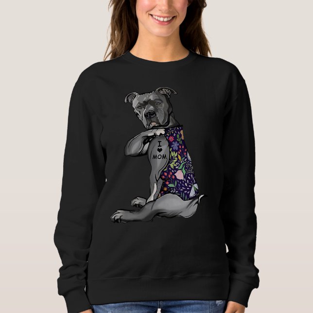 Sweatshirt Fleur Pitbull I Love Maman Pitbull (Devant)