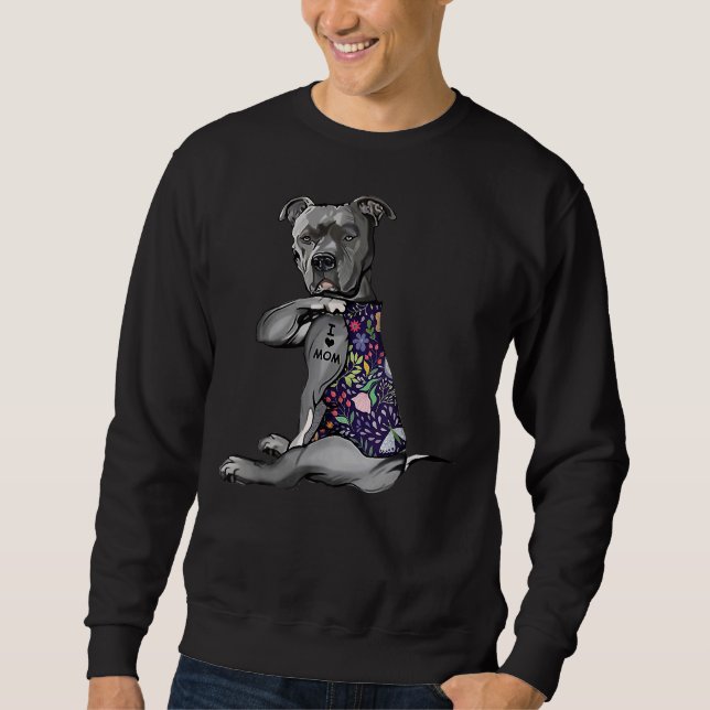 Sweatshirt Fleur Pitbull I Love Maman Pitbull Tattoo Mères D (Devant)