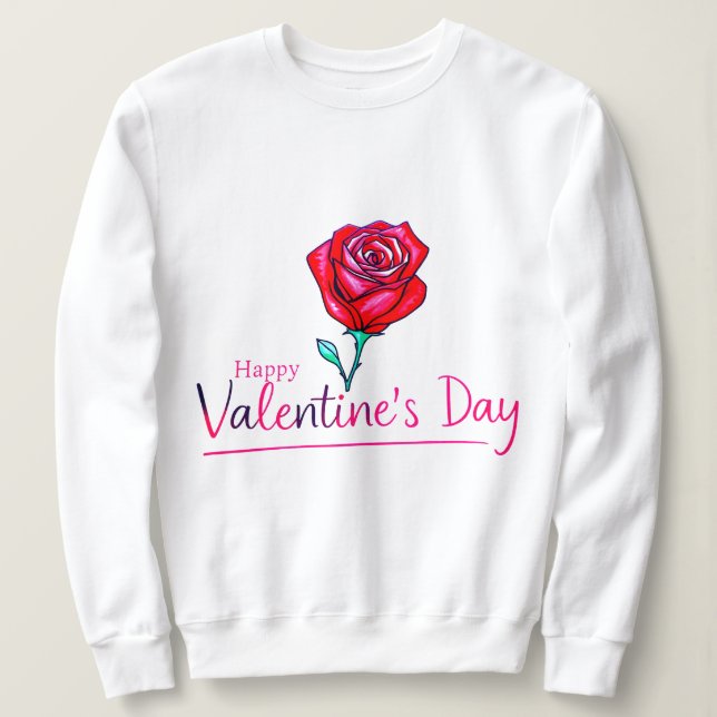 Sweatshirt Fleur rose Saint-Valentin