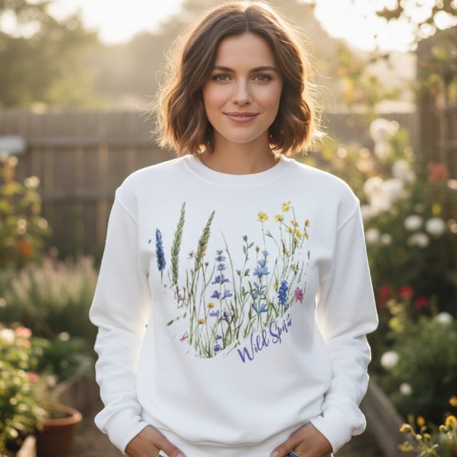 Sweatshirt Fleur Sauvage – Cadeau Esthétique pour Elle (Wildflower sweatshirt for nature lovers)