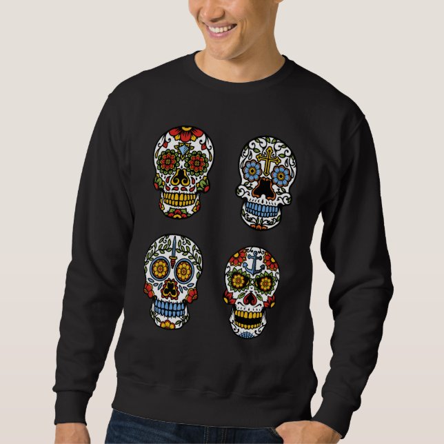 Sweatshirt Fleur Sugar Crâne Âmes Jour Muertos Jour De Mort H (Devant)