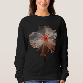 Sweatshirt Fleur translucide élégante sur le noir