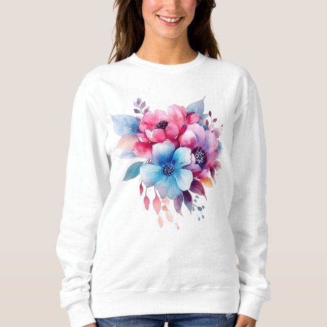 Sweatshirt Fleurs à l'aquarelle conception florale (Devant)