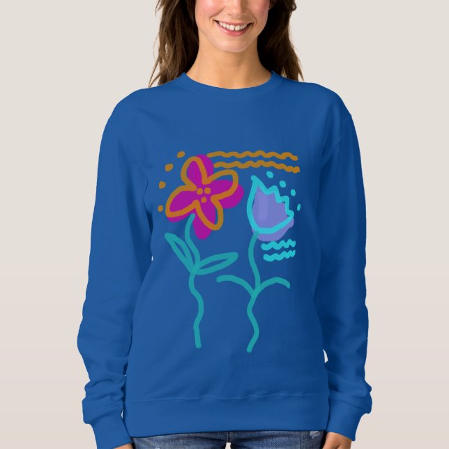 Sweatshirt Fleurs Abstraites funky Art à porter (Devant)