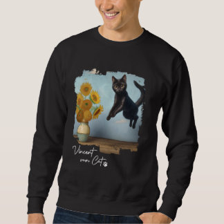 Sweatshirt Fleurs de soleil Art Chat Noir, Vincent van Cat, F