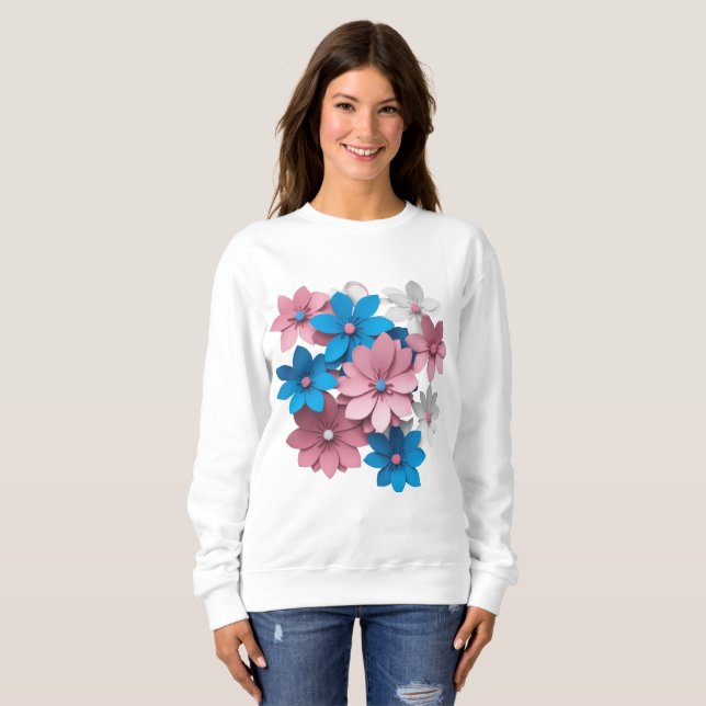 Sweatshirt fleurs en papier coloré (Devant entier)