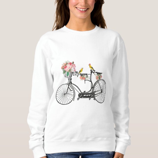 Sweatshirt Fleurs et oiseaux Vintages romantiques (Devant)