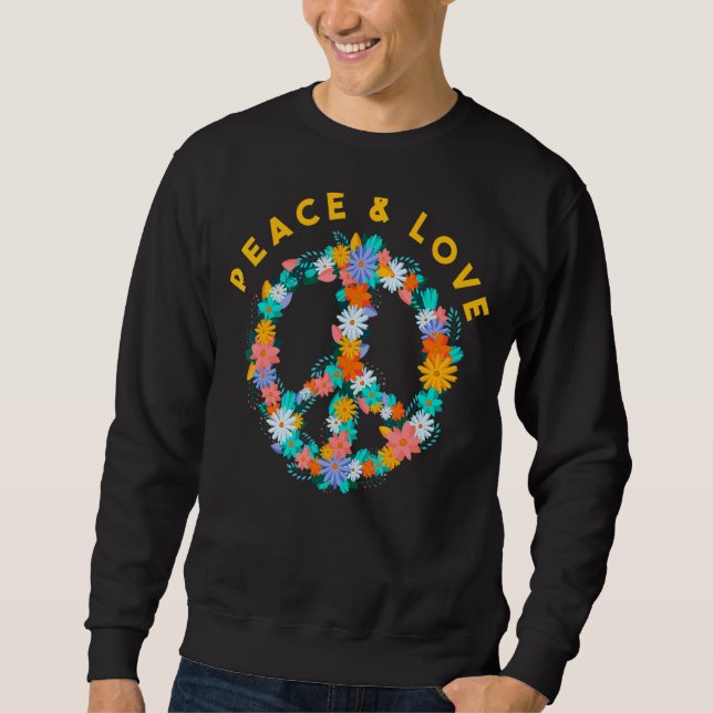 Sweatshirt Fleurs Hippie Costume Paix Signale Paix Et Amour (Devant)