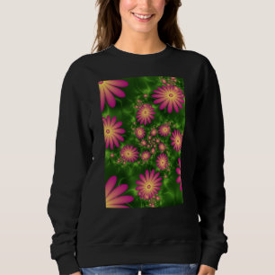 Sweatshirt Fleurs Imaginaires roses Art Fractal Abstrait mode
