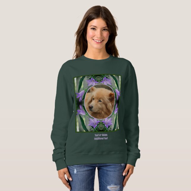 Sweatshirt Fleurs Lys Violet Cadre Créer Votre Propre Photo (Devant entier)