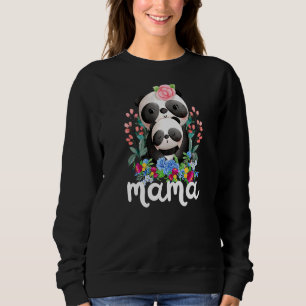 Sweatshirt Fleurs Maman & Bébé Panda Mama Fête des Mères Anim
