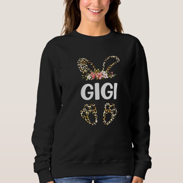 Sweatshirt Fleurs mignonnes Leopard Gigi Bunny Da de la mère  (Devant)