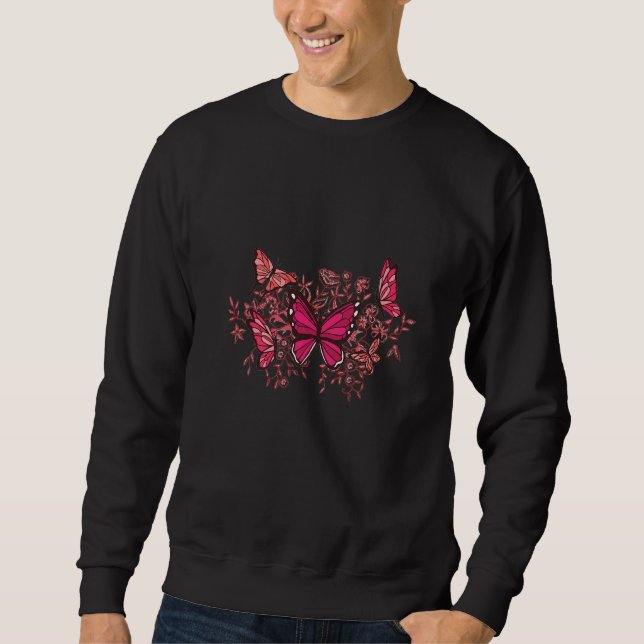 Sweatshirt Fleurs papillons (Devant)