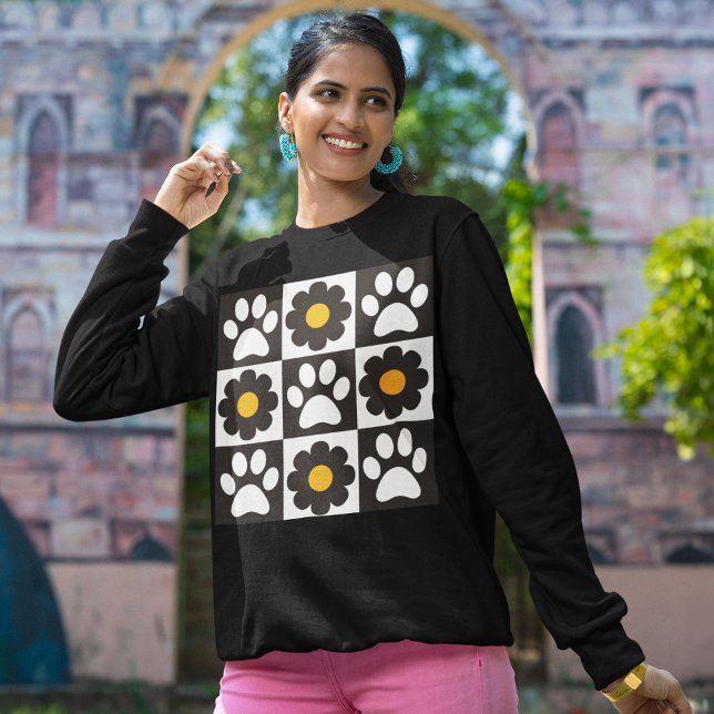 Sweatshirt Fleurs Pattes à Carreaux Daisy Rétro (Créateur téléchargé)