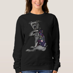 Sweatshirt Fleurs Pitbull I Love Maman Hippie Chien Pitbull T