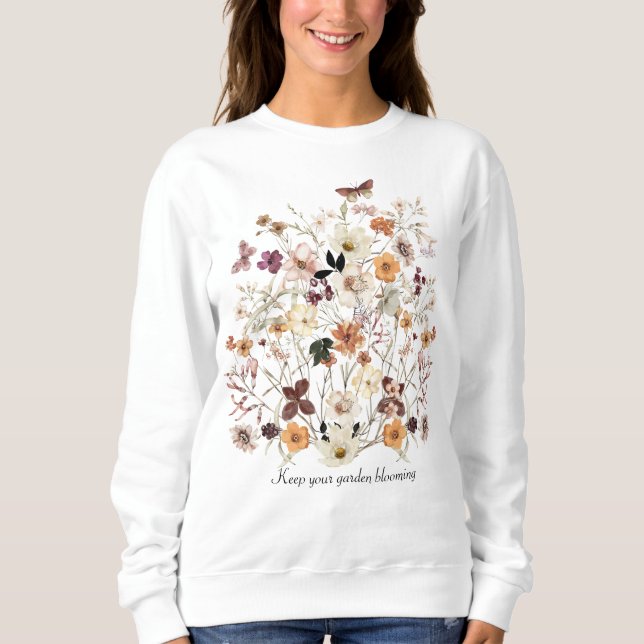 Sweatshirt Fleurs Pressées Nom Fleur sauvage Cottagecore (Devant)