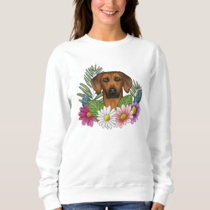 Sweatshirt Fleurs sauvages colorés de la tête de chien Rhodes