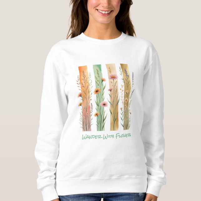 Sweatshirt Fleurs Sauvages Coup de Pinceau Aquarelle Errer Fl (Devant)