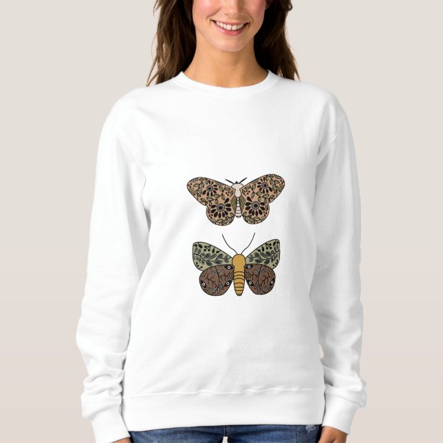 Sweatshirt Fleurs sauvages de papillon de nuit bohème moderne (Devant)