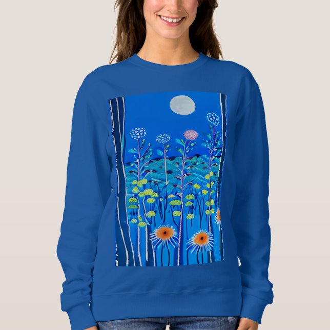 Sweatshirt Fleurs sauvages sous Pleine lune (Devant)