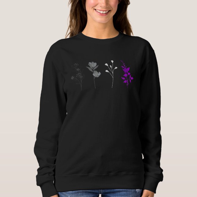 Sweatshirt Fleurs subtiles de fierté asexuée Drapeau floral a (Devant)