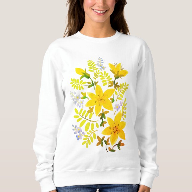 Sweatshirt Fleurs, thème fleuri jaune (Devant)