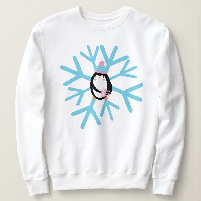 Sweatshirt Flocon de neige de pingouin adorable Noël Hiver (Design devant)