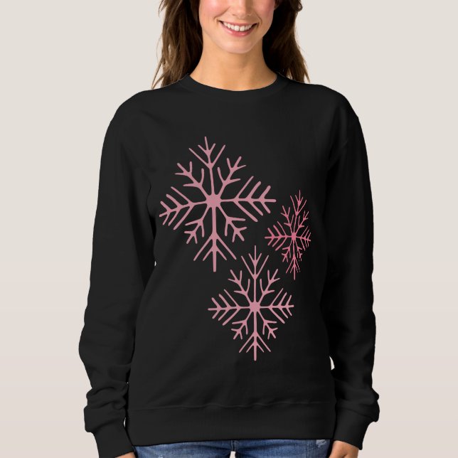 Sweatshirt flocon de neige rose (Devant)