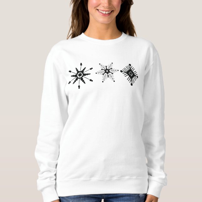 Sweatshirt Flocons de Noël Design Noir   (Devant)
