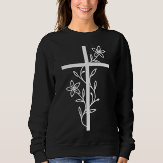 Sweatshirt Floral Christian Cross