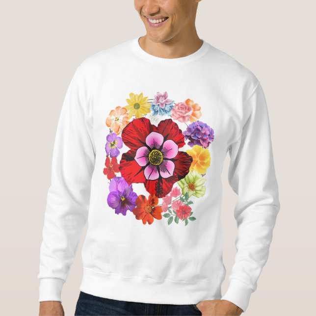 Sweatshirt Floral – Élégant motif botanique de fleurs  (Devant)