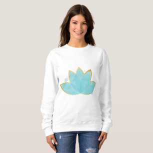 Sweatshirt Floral Lotus Seafoam Blue & Faux Gold
