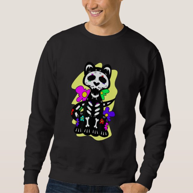 Sweatshirt Floral Mexican Cat Day of the Dead Dia De Muertos  (Devant)