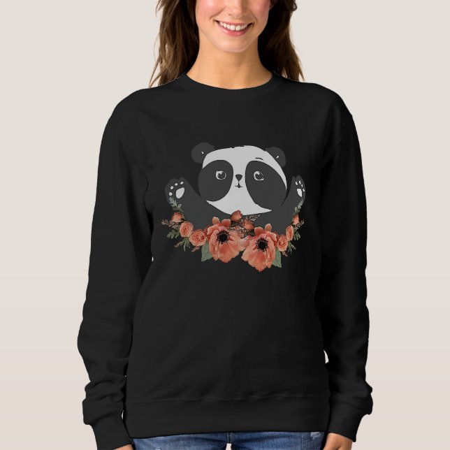 Sweatshirt Floral Panda Lover, Zoo Animal Lovers, Funny Bear  (Devant)