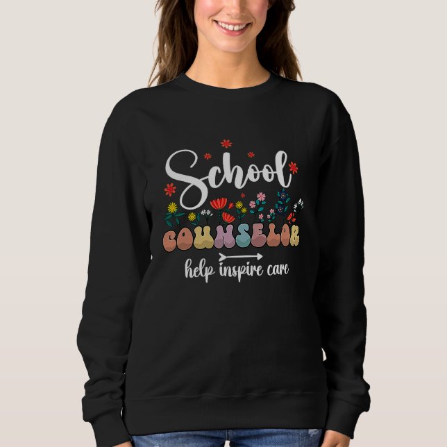 Sweatshirt Floral School Counselor Therapist Groovy Counselin (Devant)