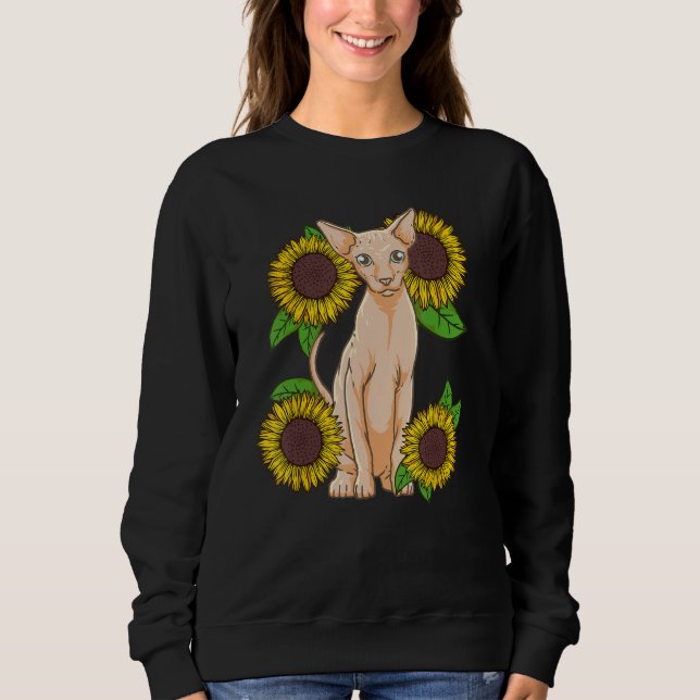 Sweatshirt Floral Sunflower Sphynx Cat Lover (Devant)