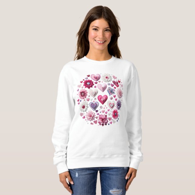 Sweatshirt Floral Valentine's Day Heart (Devant entier)