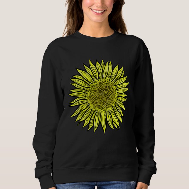 Sweatshirt Flore Rustique Tournesol Jaune Main tirée (Devant)